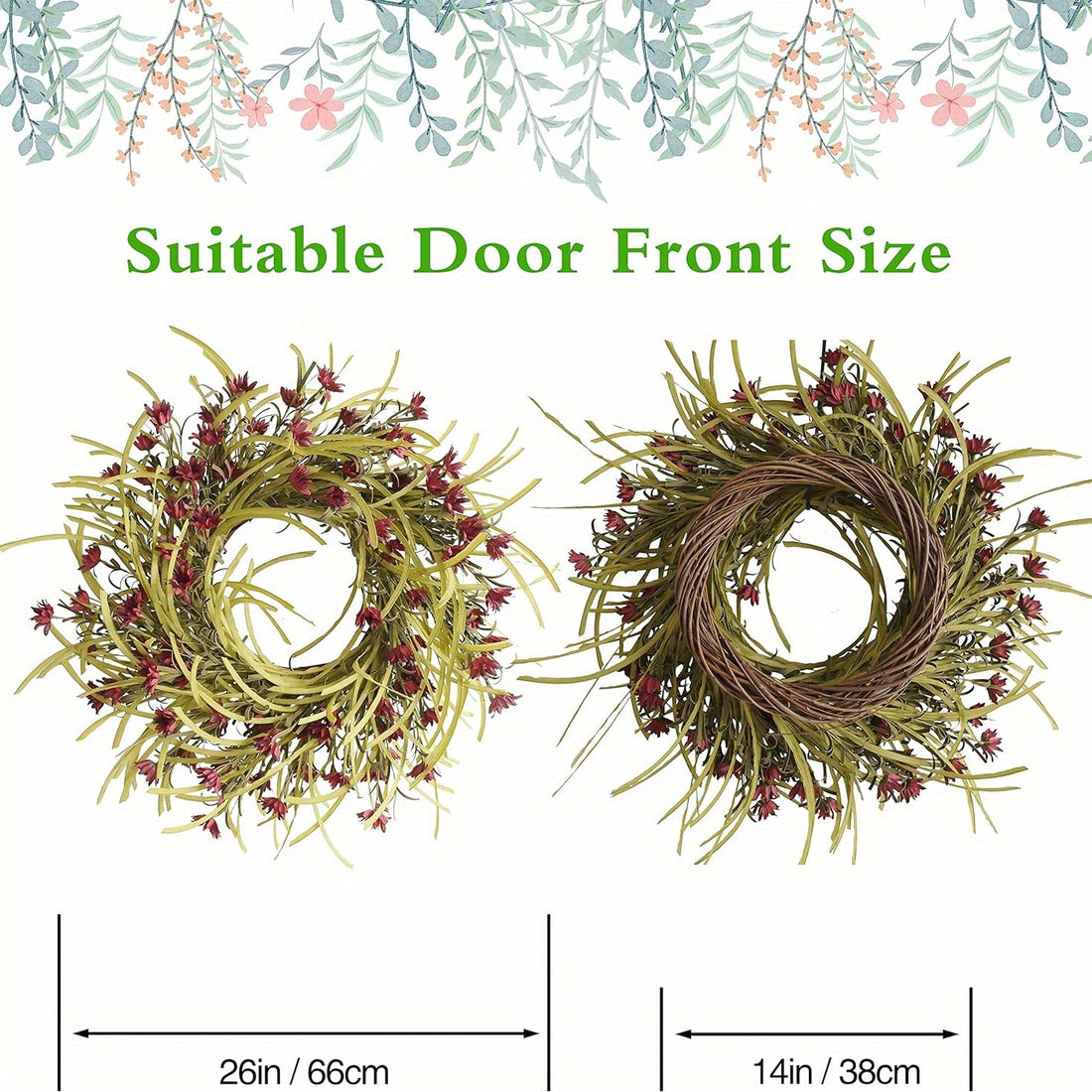 26 Inch Summer Front Door Wreath Daisy Wreaths Front Door Red Cream Grapevine Wreath Wild Grass Blossom