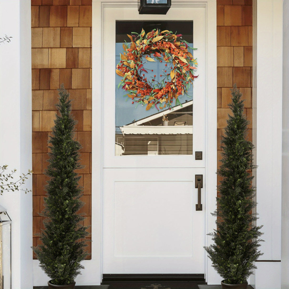 22 inch Appalachia Berry Fall Door Wreath Handcrafted Autumn Wreath Front Door Wreath with Red Berries Farmhouse Wreath
