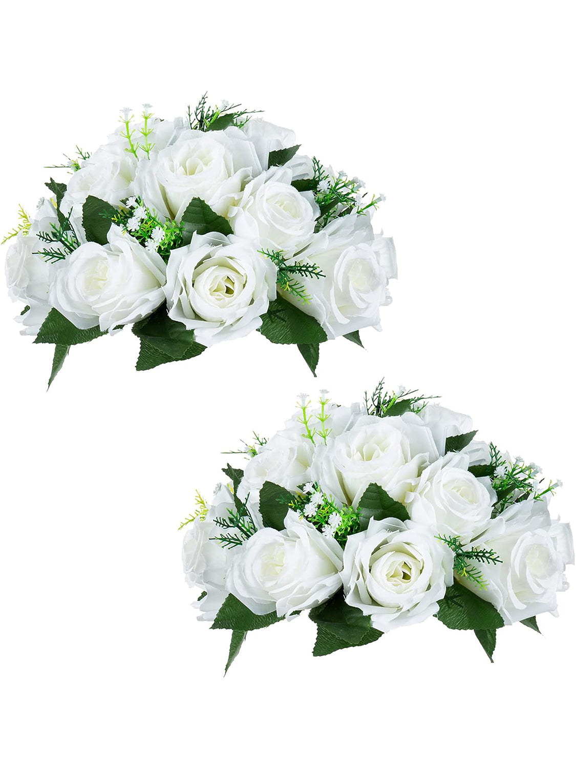 White Flower Wedding Centerpieces 2 Pcs Artificial Ball Arrangements 9.5 Inch