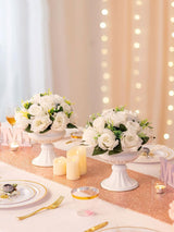 White Flower Wedding Centerpieces 2 Pcs Artificial Ball Arrangements 9.5 Inch