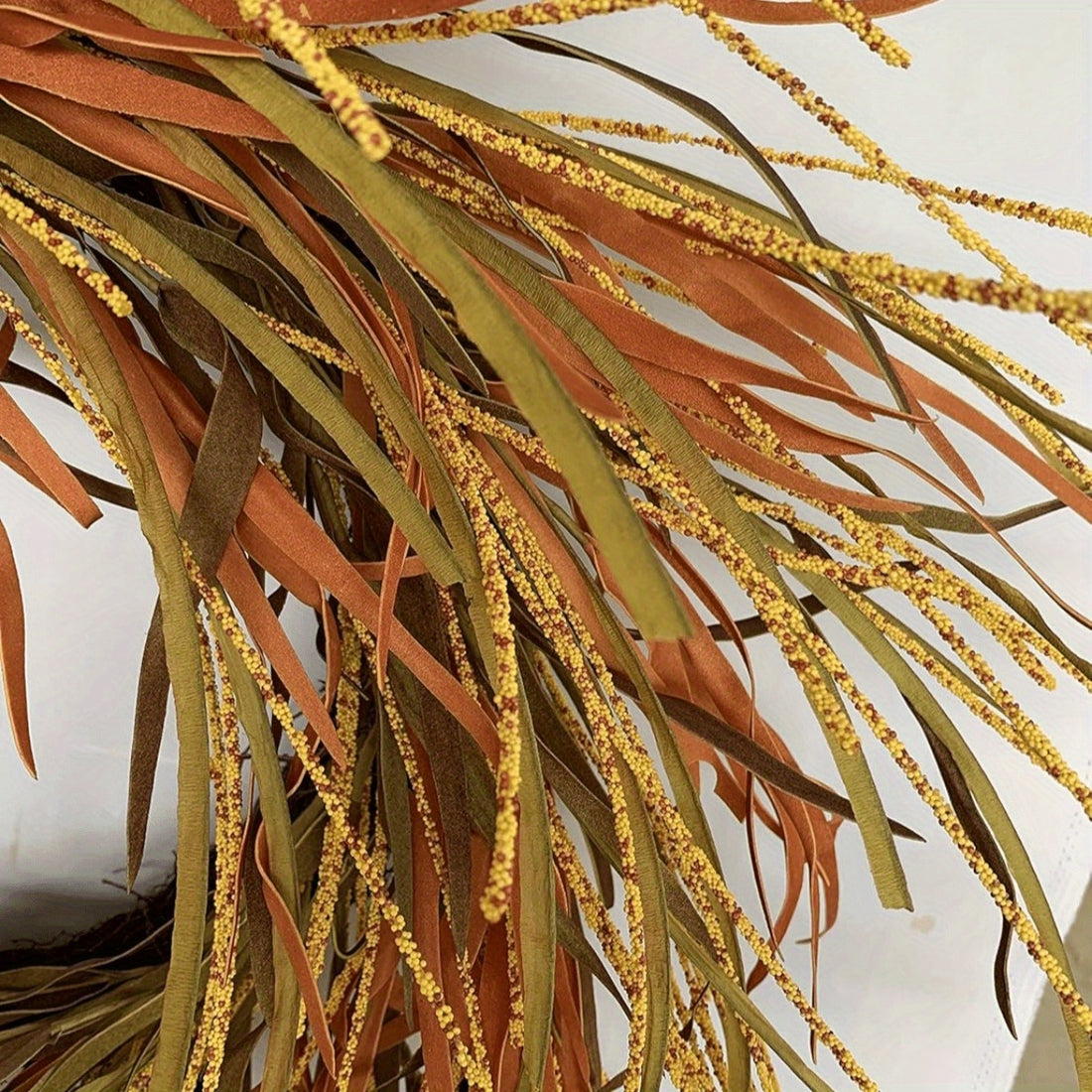 Summer Fall Front Door Wreath Large Tail Wreath 24 Inch Golden Yellow Wreath with Wheat Leaves Farmhouse Harvest Wreath on Grapevine for Front Door Wall Window Festival Celebration Home Decor