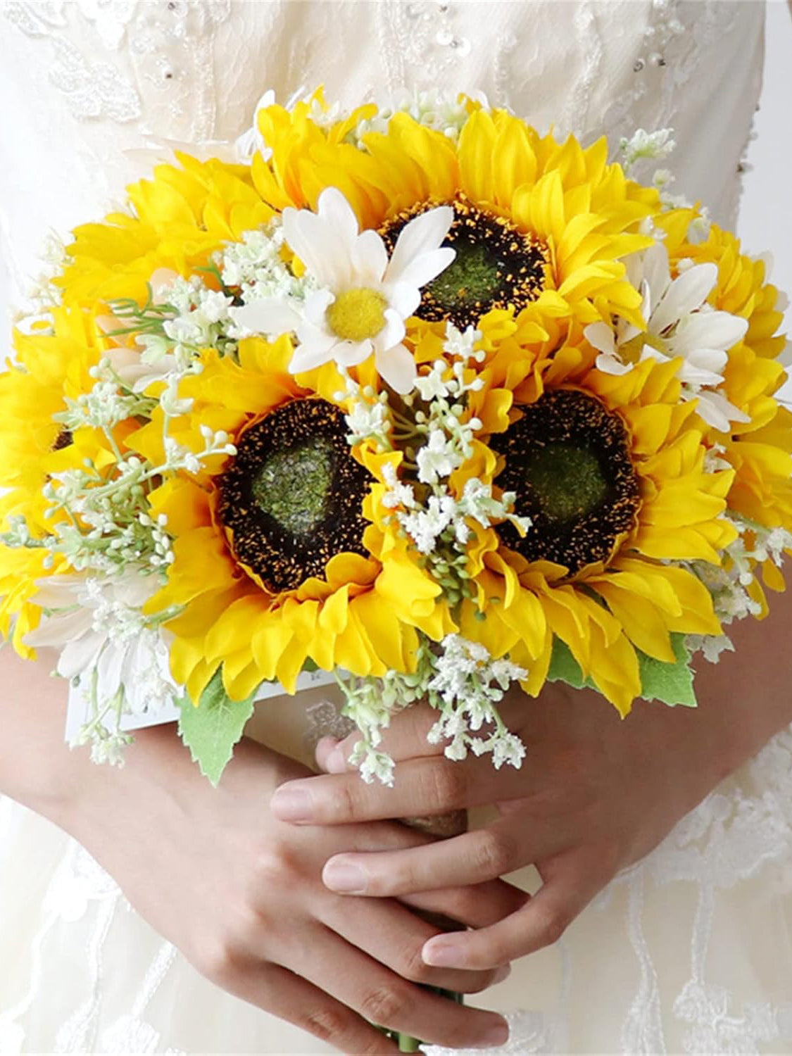 Yellow Sunflower Artificial Wedding Bouquet For Bride And Bridesmaid