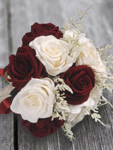 Champagne White Burgundy Bridal Bouquet Hollow Lace Ribbon Handle