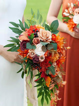 Burnt Bridal Bouquet 11 Inch Rustic Boho Cascading Wedding Bouquet