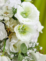 Bridal Bouquet Artificial White Rose 8in For Wedding Ceremony Decor