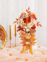 Artificial Orange Rose Bridal Bouquet 8in For Fall Wedding Ceremony