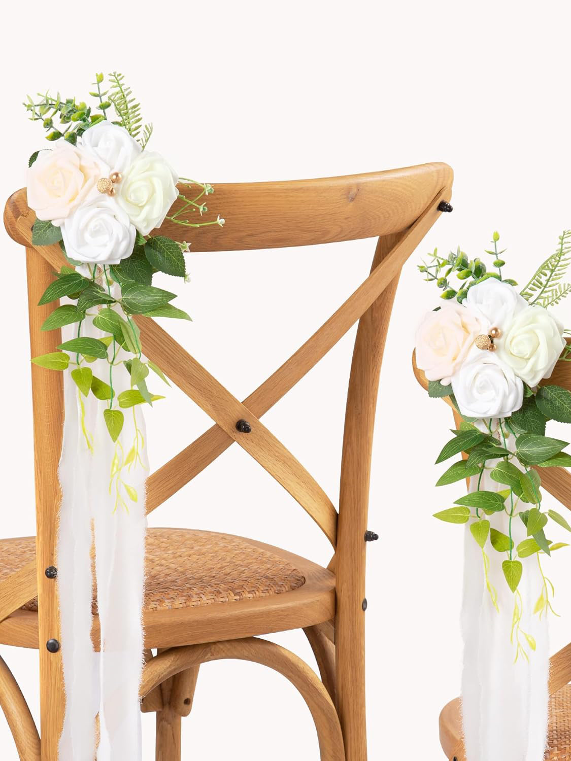 White Rose Wedding Aisle Decorations Pew Flowers Set Of 10