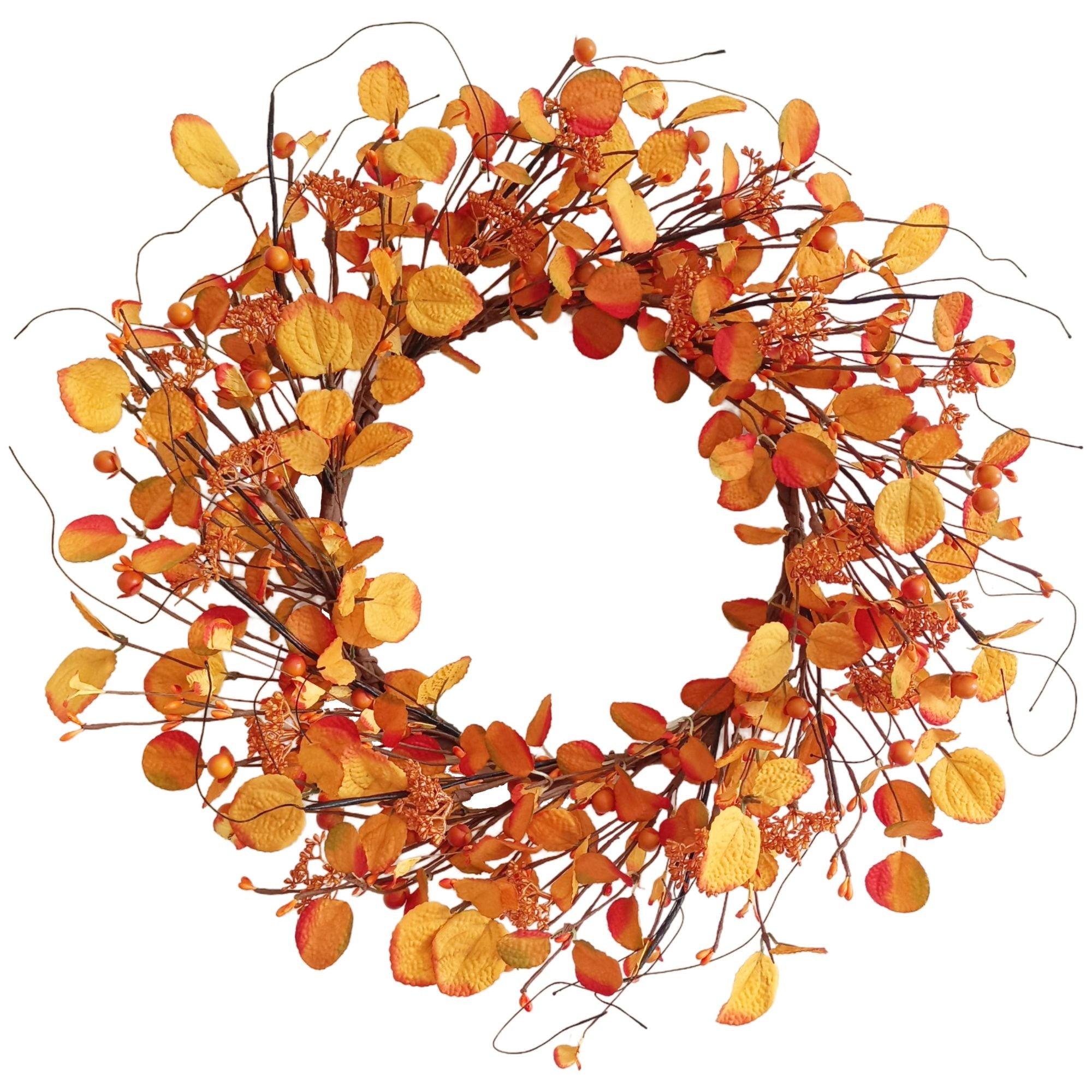 22-Inch Eucalyptus Wreath Fall Wreaths for Front Door - Tokcare Home