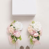 Blush Cream Prom Corsage Set Wrist And Shoulder Artificial Flowers 2pc