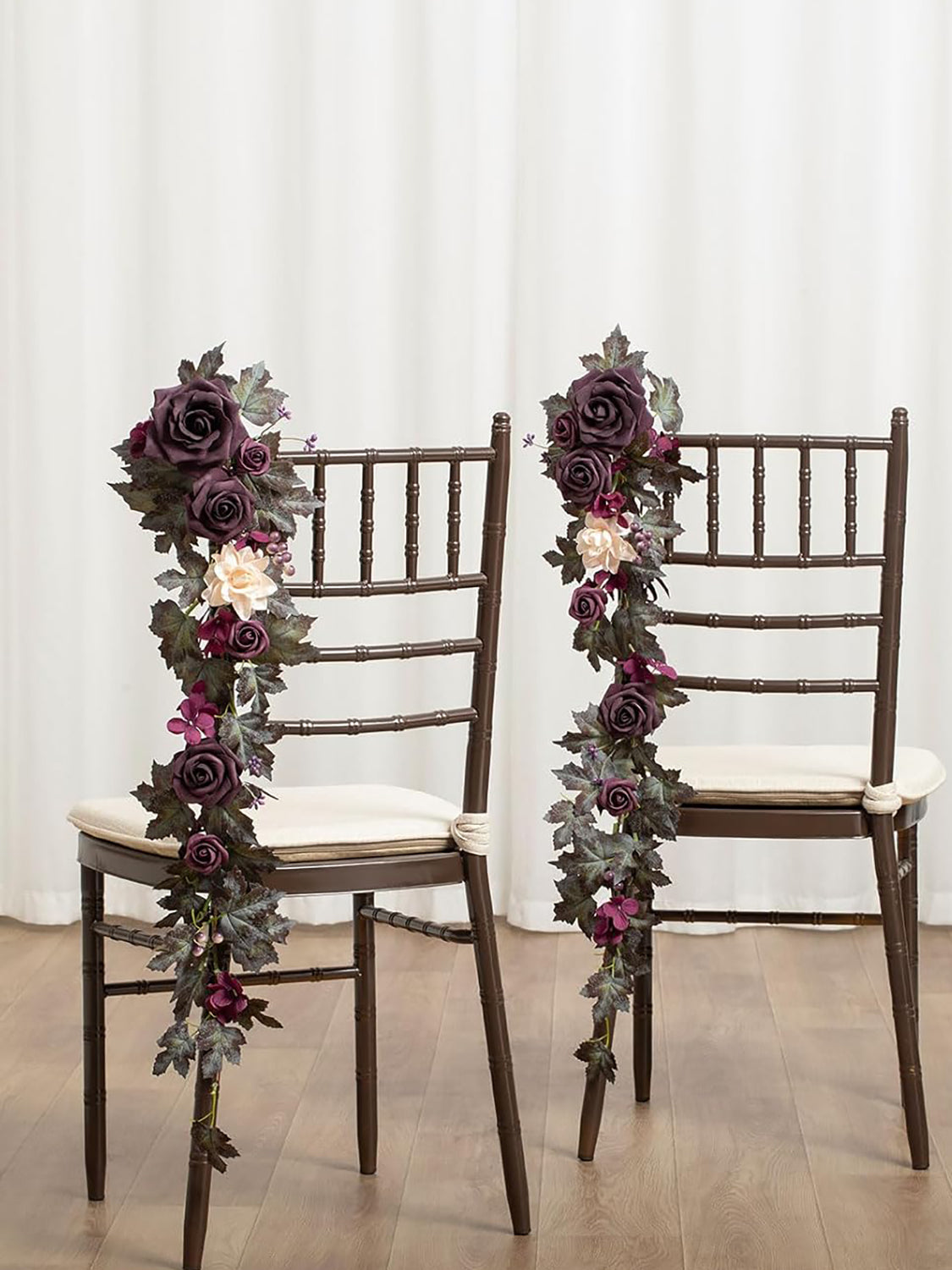 Pew Flowers Wedding Chair Aisle Decorations Deep Plum Petal Pink 10 Pcs