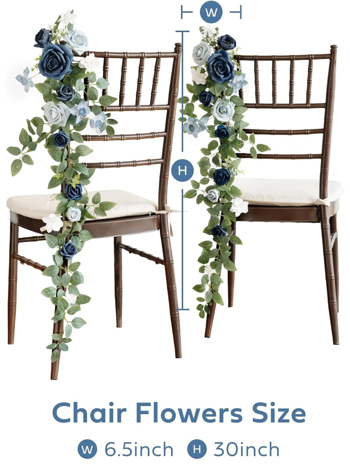 Dusty Blue Navy Pew Flowers Aisle Decor 10pcs 6.5*30 Inch