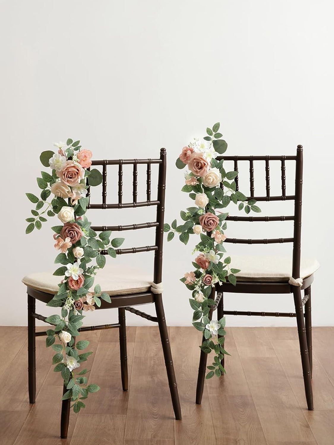 Dusty Rose And Cream Pew Flowers Aisle Wedding Chair Decorations 10 Pcs 6.5*30 Inch