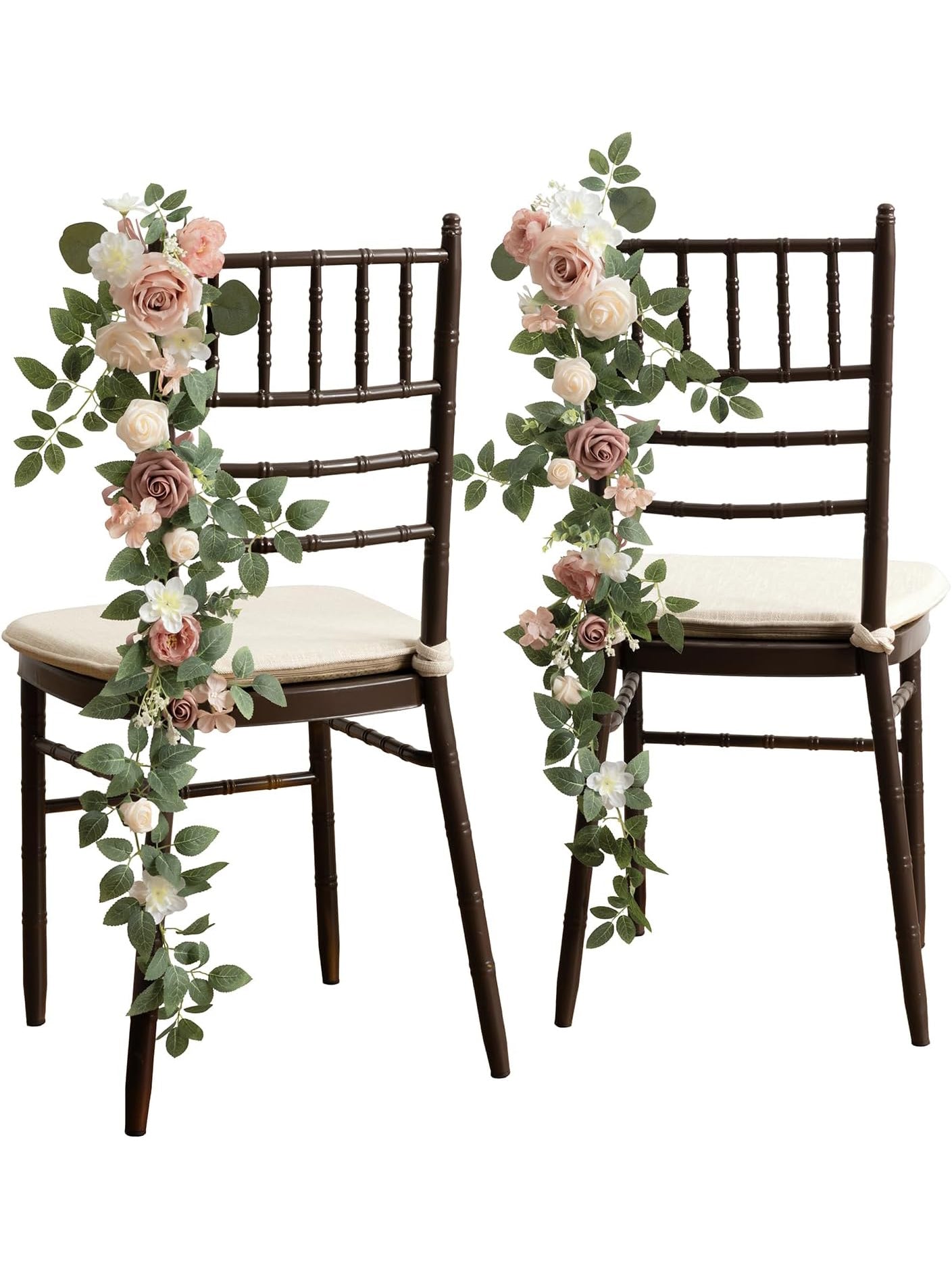 Dusty Rose And Cream Pew Flowers Aisle Wedding Chair Decorations 10 Pcs 6.5*30 Inch