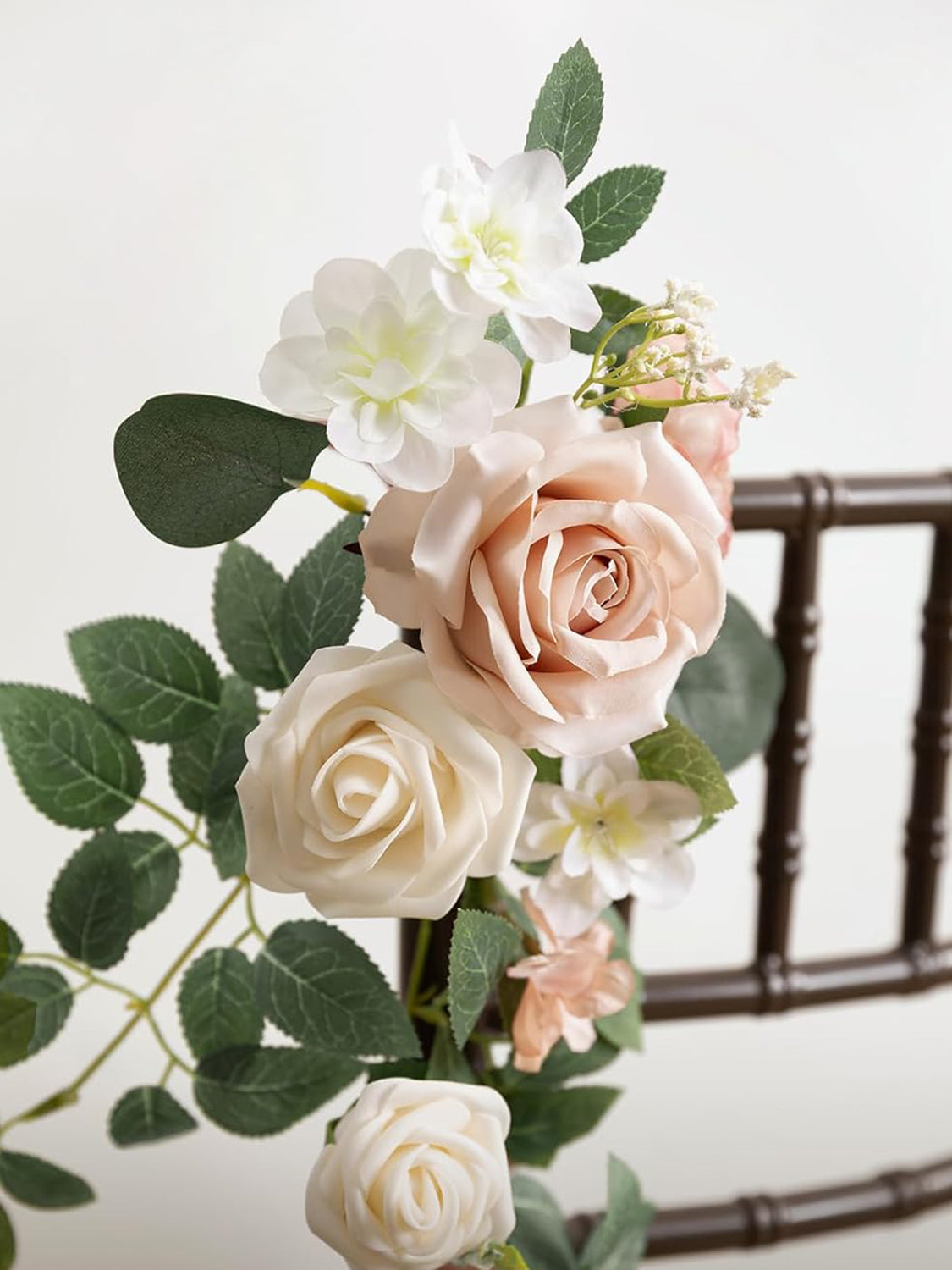 Dusty Rose And Cream Pew Flowers Aisle Wedding Chair Decorations 10 Pcs 6.5*30 Inch