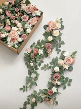 Dusty Rose And Cream Pew Flowers Aisle Wedding Chair Decorations 10 Pcs 6.5*30 Inch