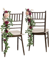 Marsala And Blush Pew Flowers Wedding Chair Aisle Decorations 10pcs