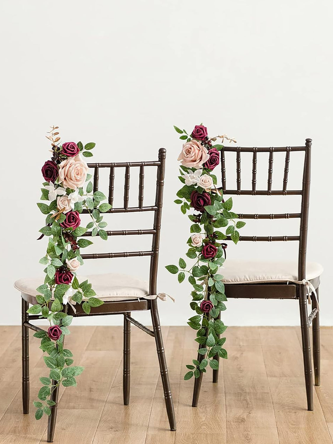 Marsala And Blush Pew Flowers Wedding Chair Aisle Decorations 10pcs