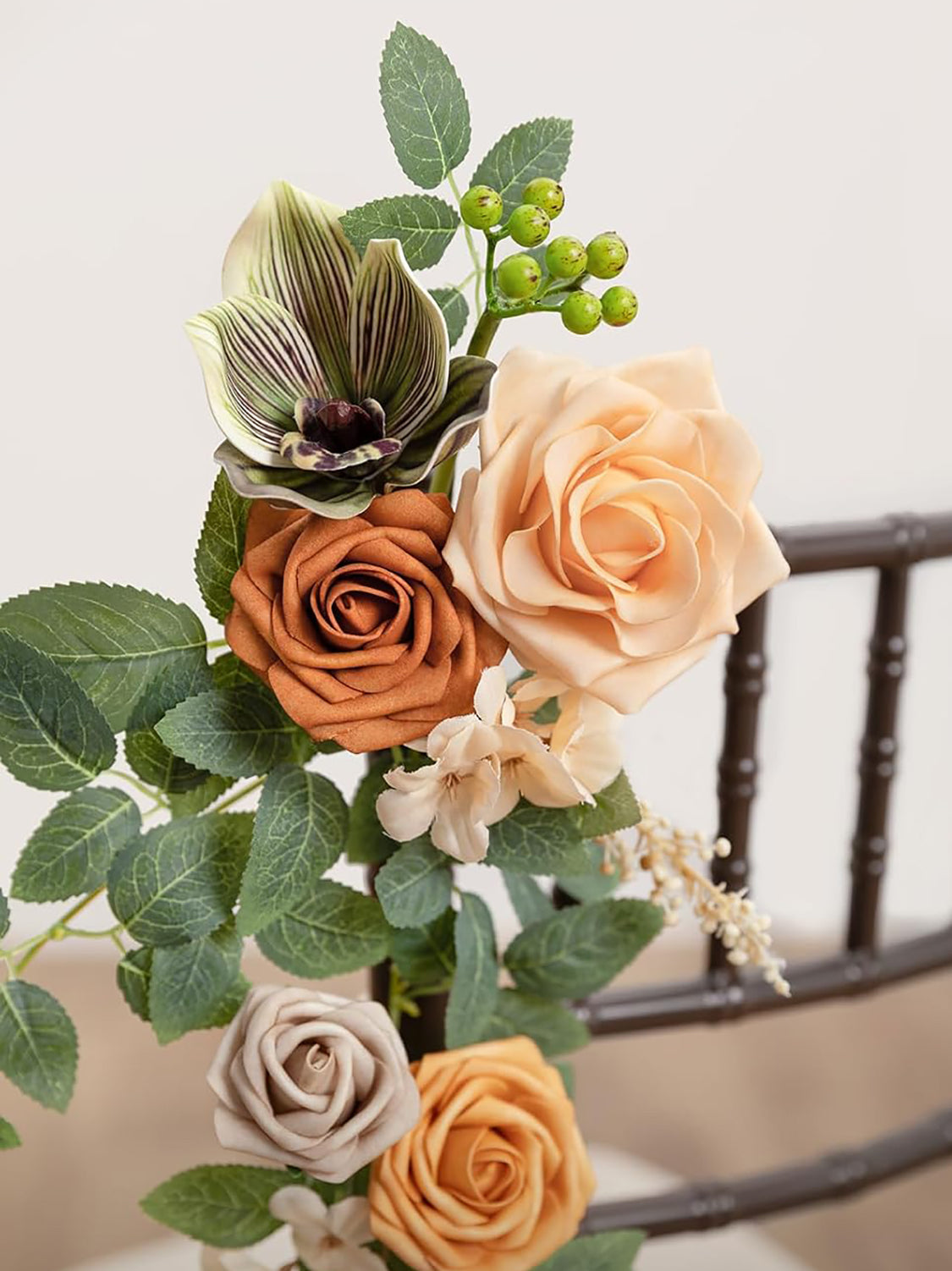 Apricot And Cream Pew Flowers Wedding Aisle Decorations 10 Pcs