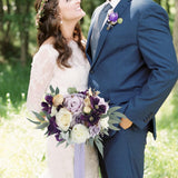 Violet Silk Bridal Bouquet 11 Inch for Wedding Ceremony