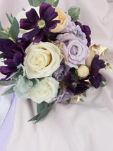Violet Silk Bridal Bouquet 11 Inch for Wedding Ceremony