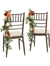 Sunset Orange Terracotta Pew Flowers Wedding Chair Aisle Decorations