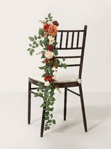 Sunset Orange Terracotta Pew Flowers Wedding Chair Aisle Decorations