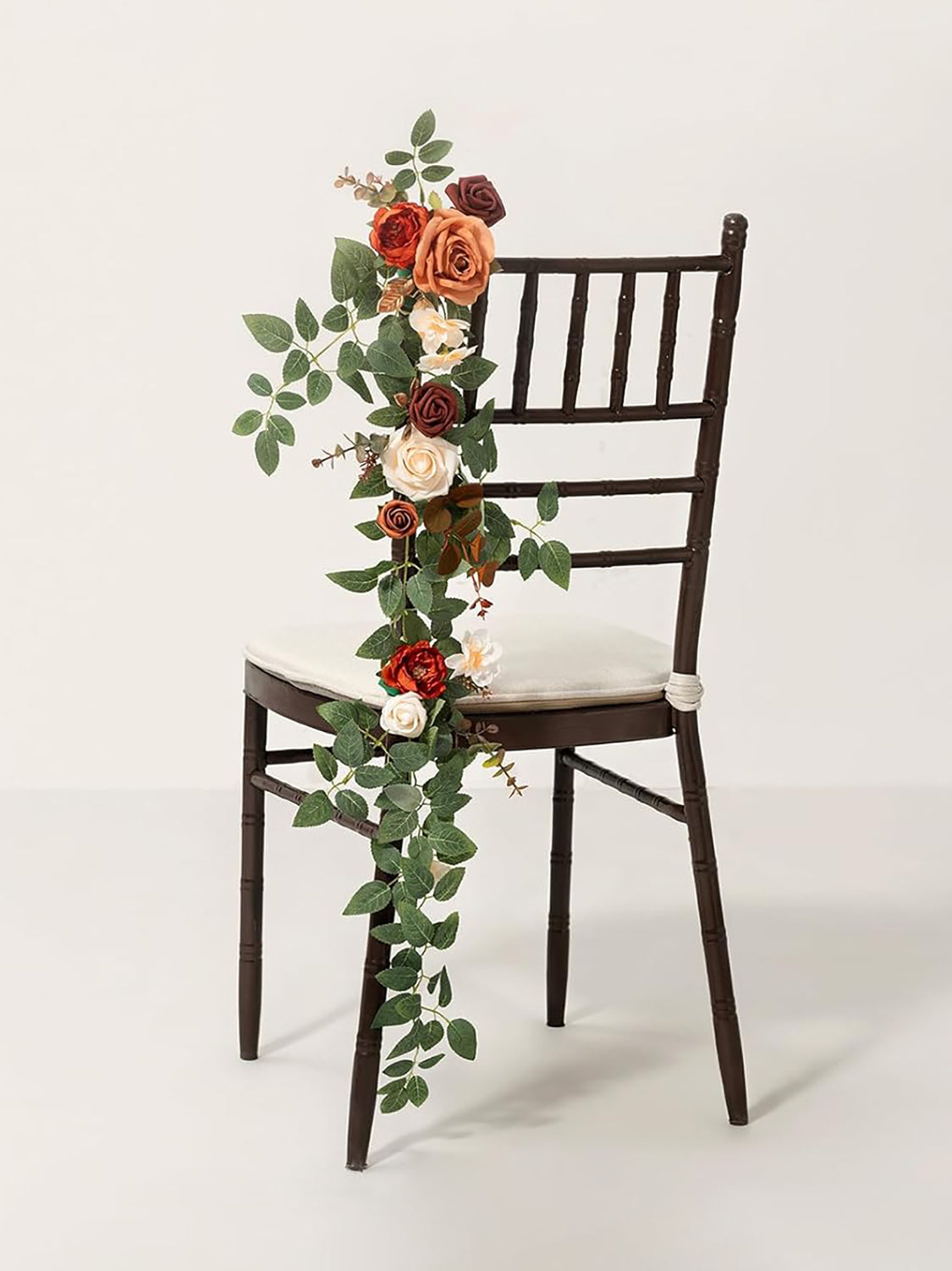 Sunset Orange Terracotta Pew Flowers Wedding Chair Aisle Decorations