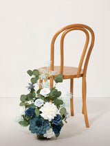 Standing Artificial Rose Arrangements 17.5in Dusty Blue Navy White Aisle Decor