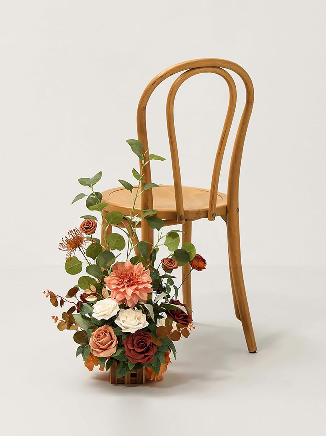 Sunset Terracotta Standing Artificial Rose Arrangements Aisle Decorations 4 Pcs