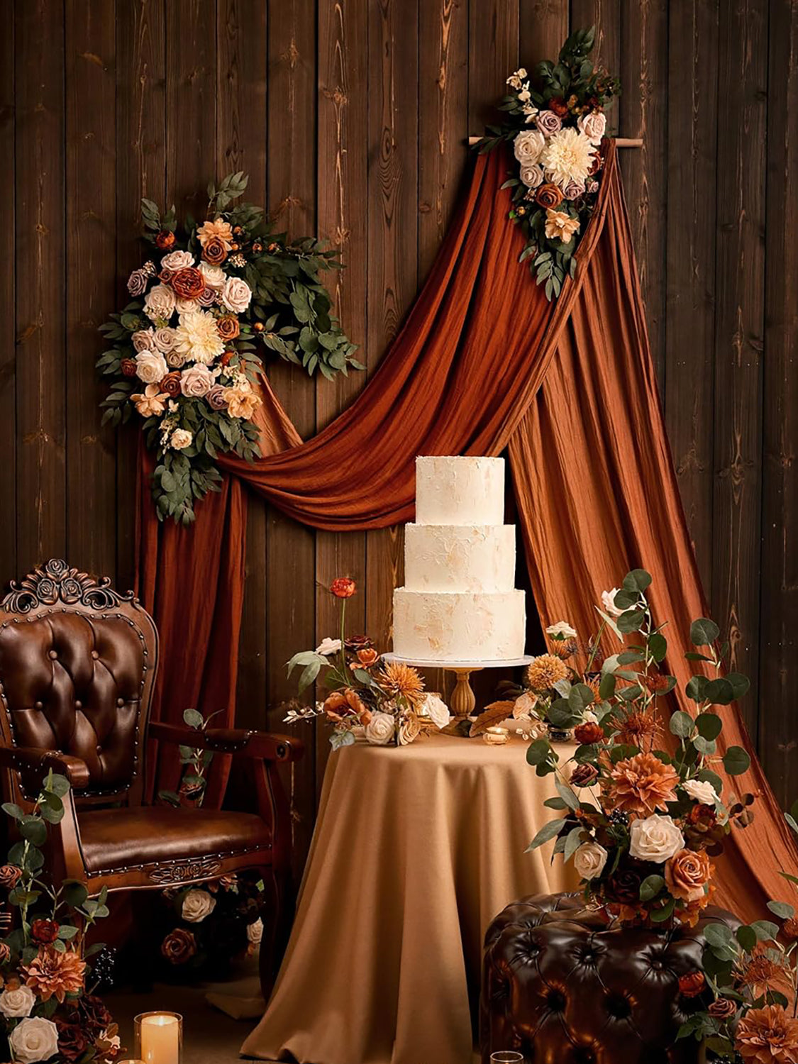 Sunset Terracotta Standing Artificial Rose Arrangements Aisle Decorations 4 Pcs