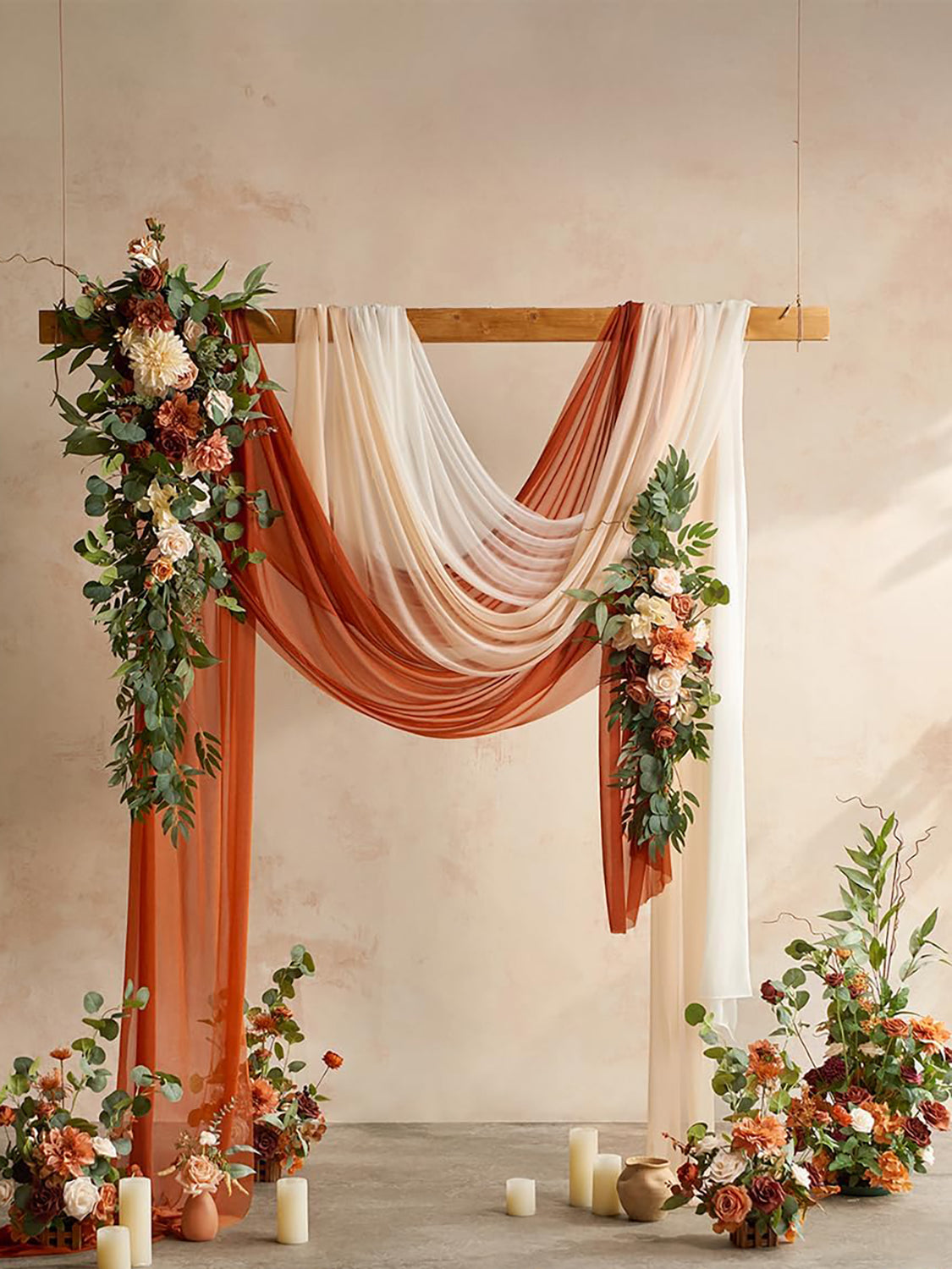 Sunset Terracotta Standing Artificial Rose Arrangements Aisle Decorations 4 Pcs