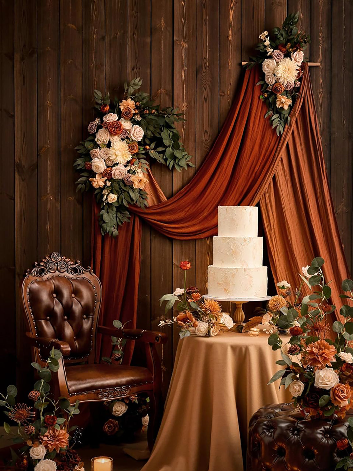 Sunset Terracotta Standing Artificial Rose Arrangements Aisle Decorations 4 Pcs