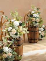 Emerald And Tawny Beige Artificial Rose Arrangements 4 Pack Aisle Decorations