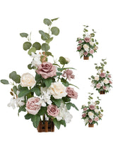 Dusty Rose Cream Artificial Rose Arrangements 4-Piece Aisle Decorations