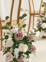 Dusty Rose Cream Artificial Rose Arrangements 4-Piece Aisle Decorations