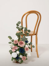 Dusty Rose Navy Artificial Rose Arrangements For Aisle 17.5 Inch Tall 4 Pcs