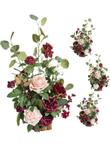 Marsala Blush Artificial Rose Arrangements 4-Piece Aisle Decor