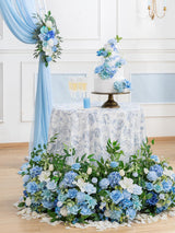 Provence Blue Free Standing Artificial Silk Flower Set For Aisle Decorations Pvb