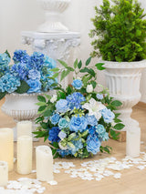 Provence Blue Free Standing Artificial Silk Flower Set For Aisle Decorations Pvb