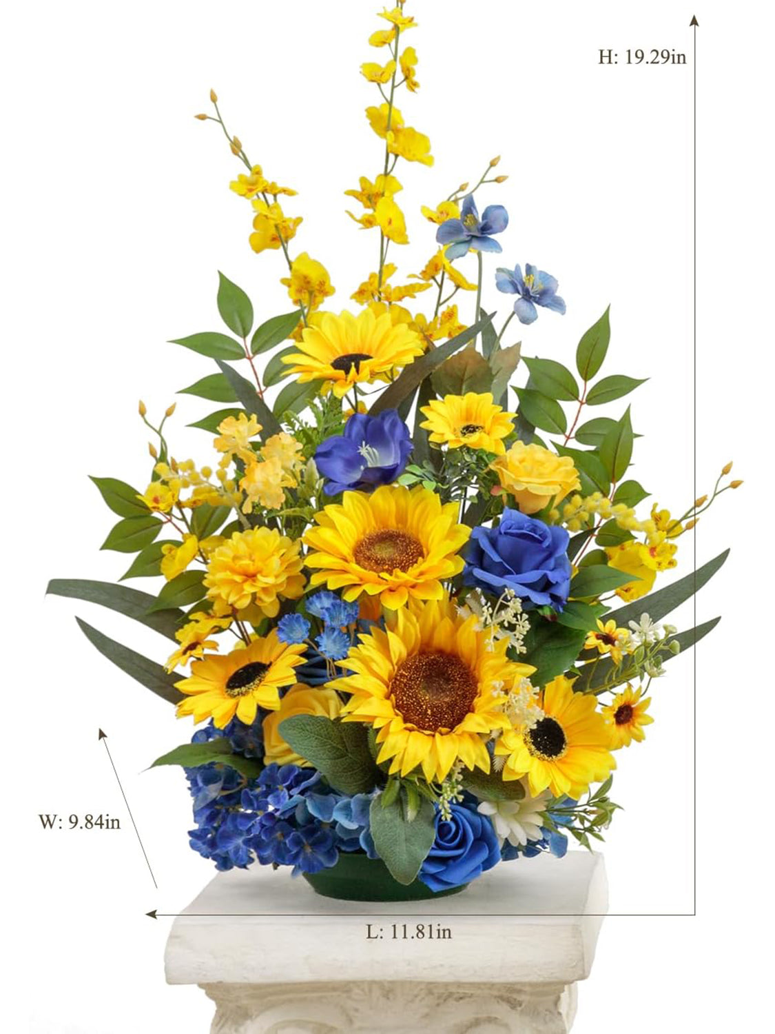 Sunflower&Royal Blue Free-Standing Artificial Sunflower 2-Pack Aisle Decorations