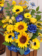 Sunflower&Royal Blue Free-Standing Artificial Sunflower 2-Pack Aisle Decorations