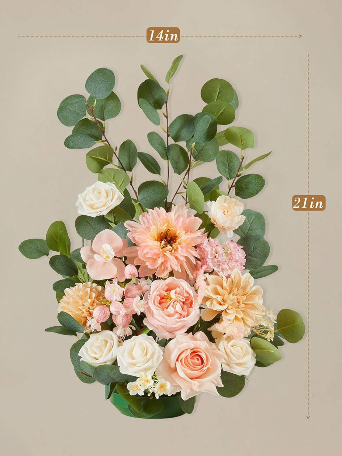 Champagne&Coral Silk Artificial Flower Set 2-Piece Aisle Decorations