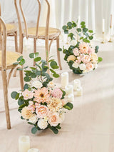 Champagne&Coral Silk Artificial Flower Set 2-Piece Aisle Decorations
