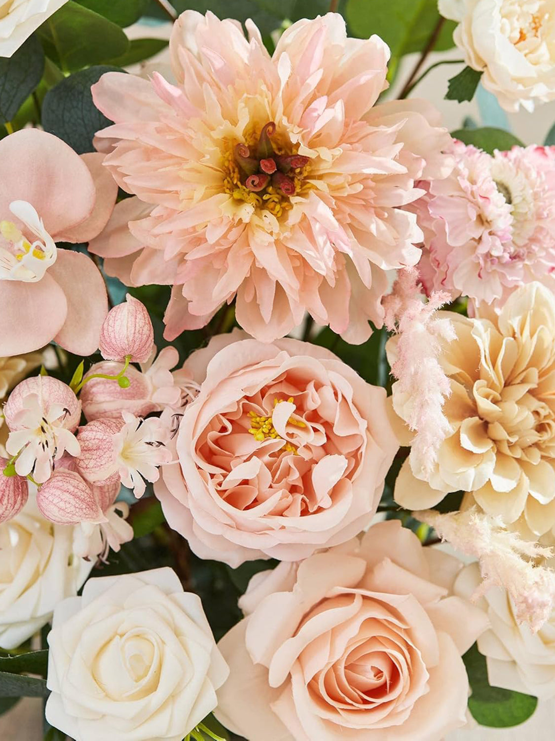 Champagne&Coral Silk Artificial Flower Set 2-Piece Aisle Decorations