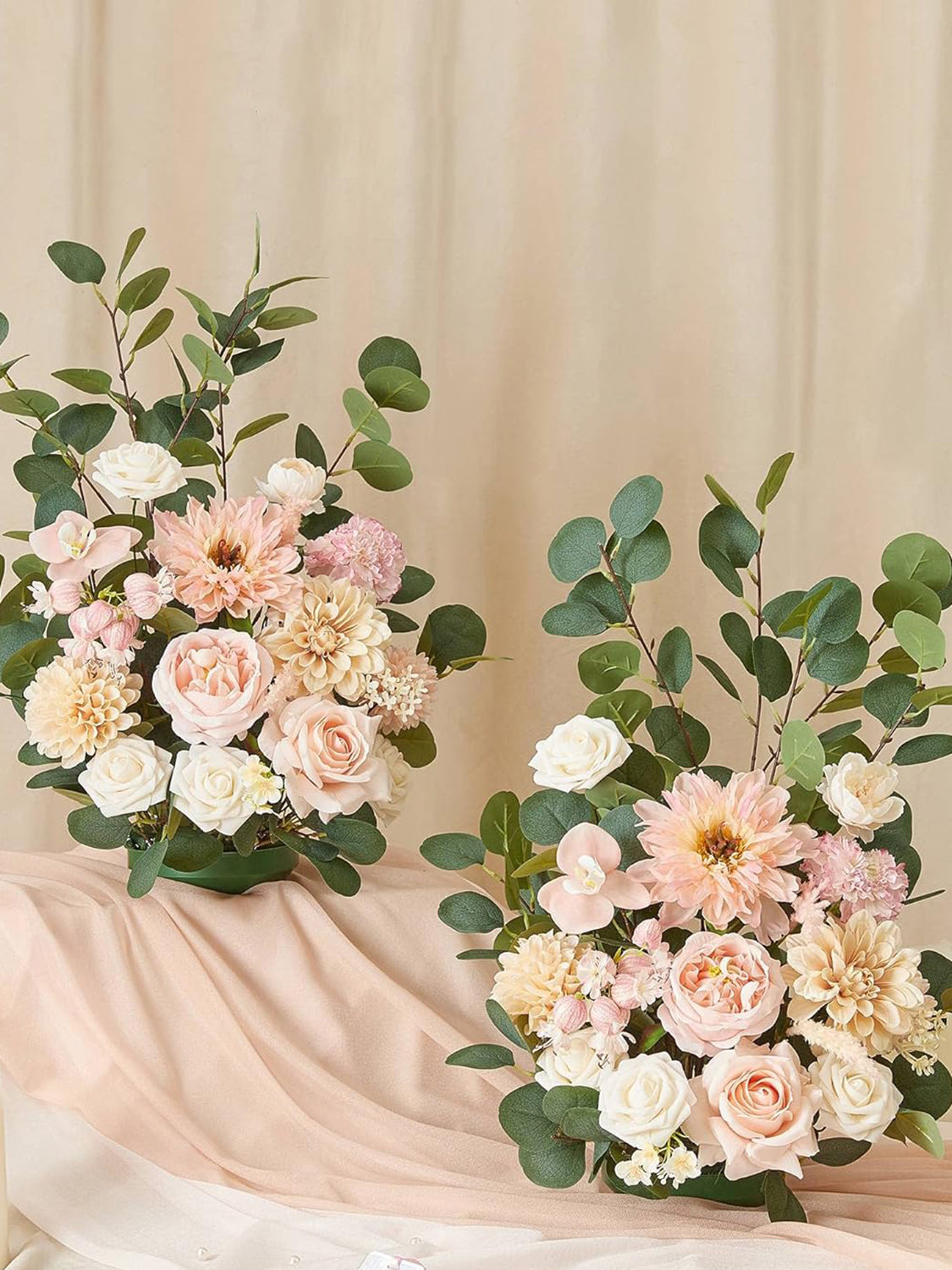 Champagne&Coral Silk Artificial Flower Set 2-Piece Aisle Decorations