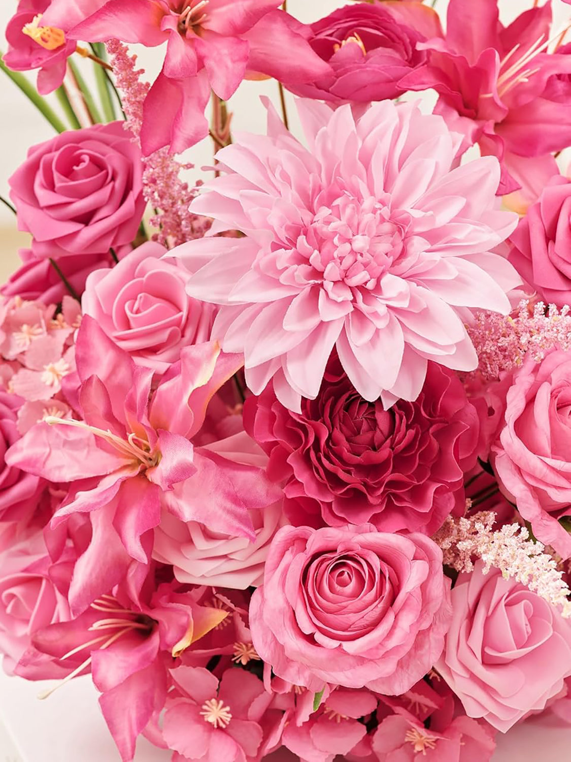 Hot Pink Free Standing Silk Flower Set Of 2 For Aisle Decorations