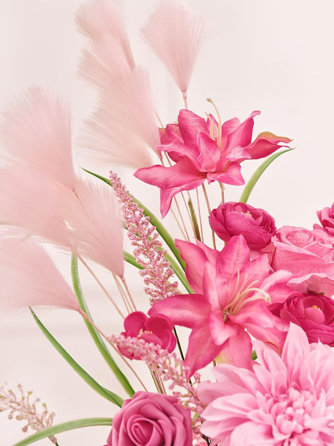 Hot Pink Free Standing Silk Flower Set Of 2 For Aisle Decorations