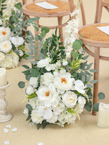 Ivory White Free Standing Silk Flower Set For Wedding Aisle Decor 2