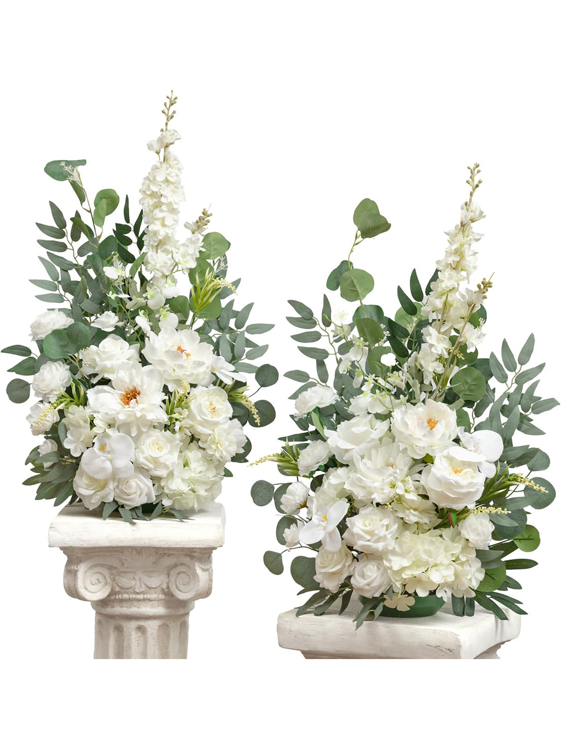 Ivory White Free Standing Silk Flower Set For Wedding Aisle Decor 2