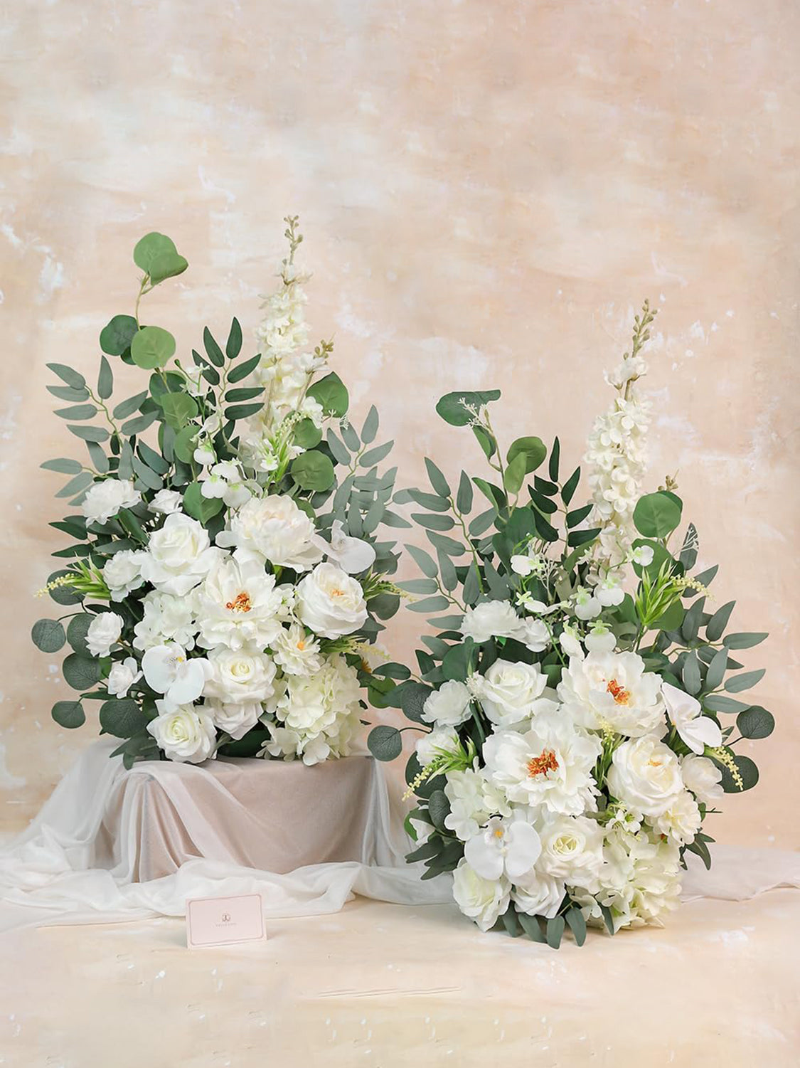 Ivory White Free Standing Silk Flower Set For Wedding Aisle Decor 2